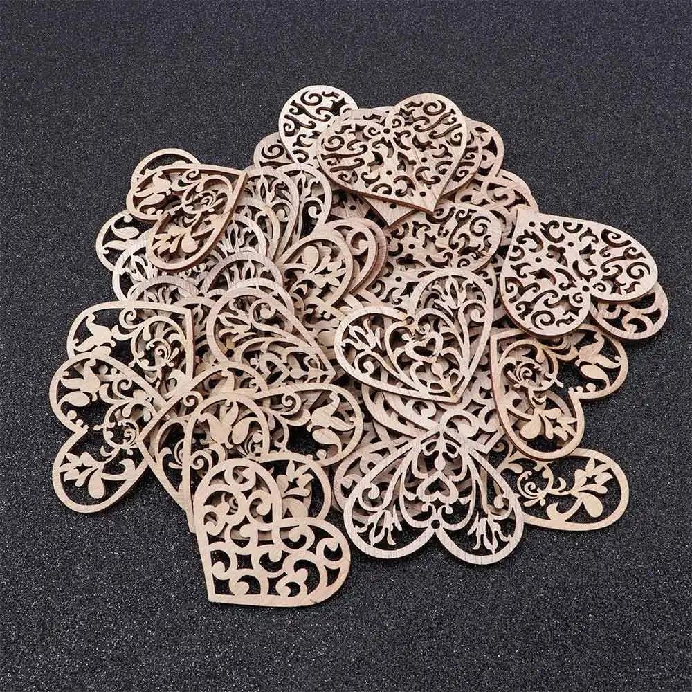 10 шт. резьба полые сердце узор деревянные поделки своими руками и Скрапбукинг
