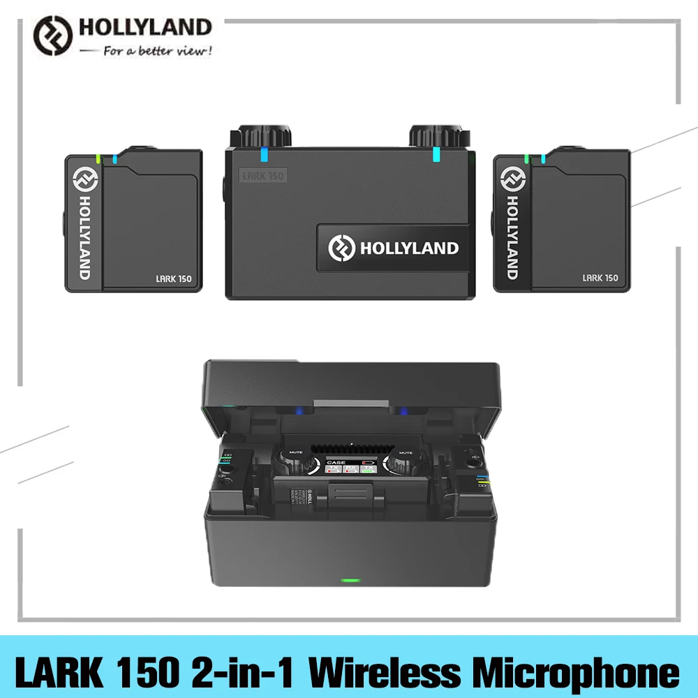 

Hollyland LARK 150 Wireless Lavalier Lapel Microphone Mic 2.4G Hz Charging Box For DSLR Camera Smartphones iPone Android