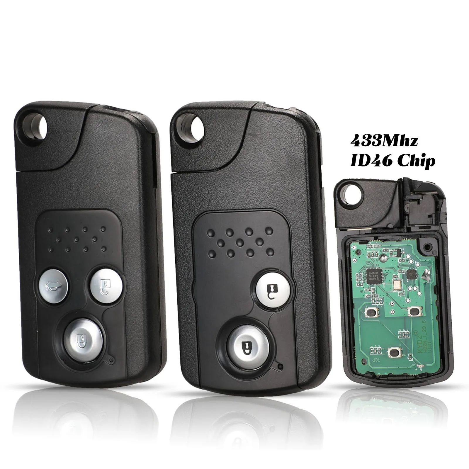 jingyuqin 2/3 Кнопки дистанционного ключа Fob 433MHZ ID46 чип для Honda CRV Accord Civic Odyssey