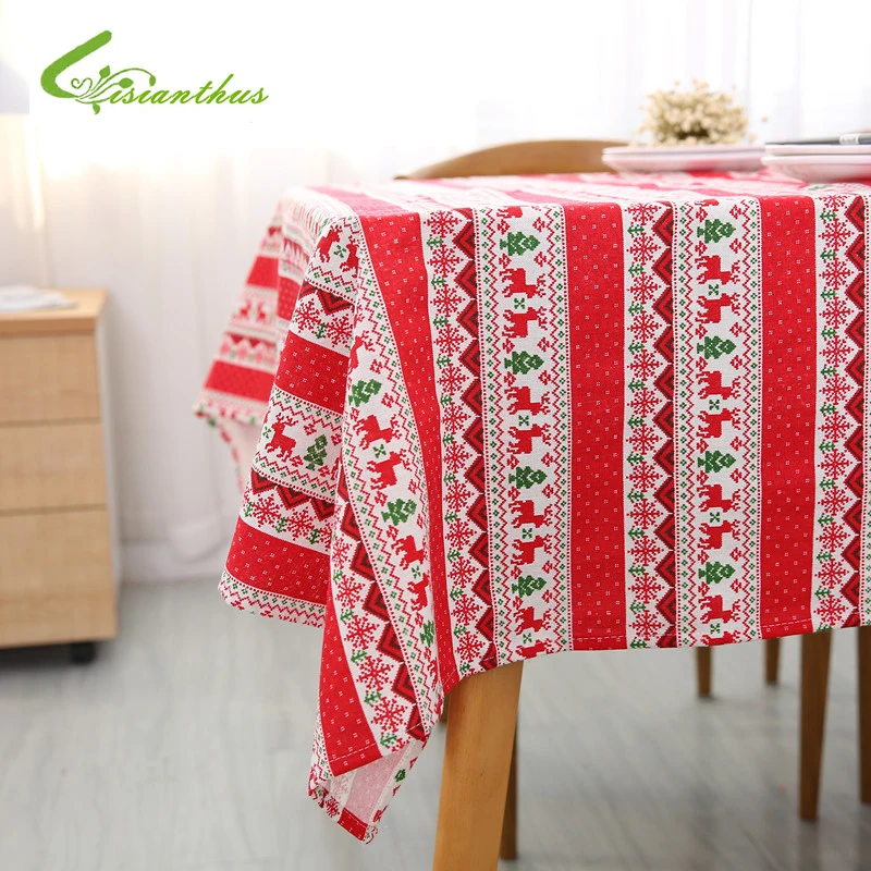 Рождественская скатерть прямоугольный Санта Клаус для стола на новый год