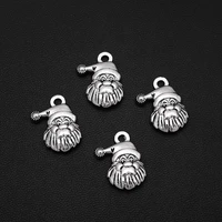 20pcslots 16x19mm antique silver plated santa charms christmas winter pendants for diy earring jewelry making accessories parts