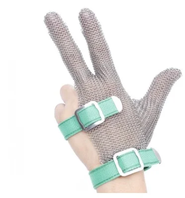 Перчатки из 100% нержавеющей стали с 3 пальцами защитные перчатки для мясной тремя