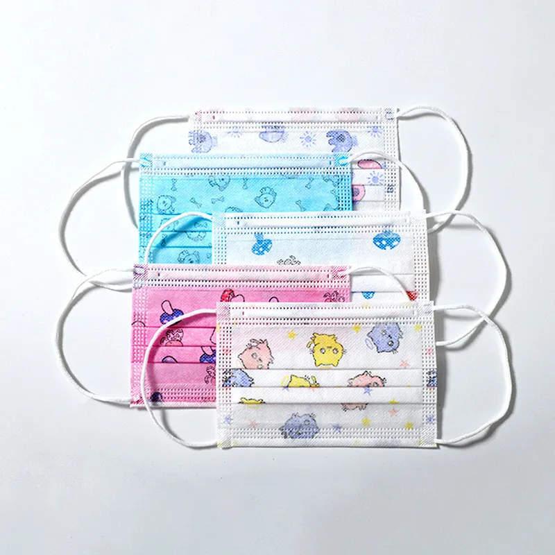 

100 Pcs Elephant Pattern Kids Disposable Mask 3 Ply Child Filter Hygiene Thicken Children's Face Mouth Mask Earloop