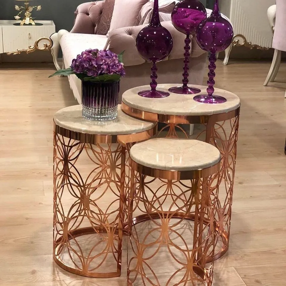 Журнальный столик Zigon из розового золота 3 lu журнальный сделанный в Турции