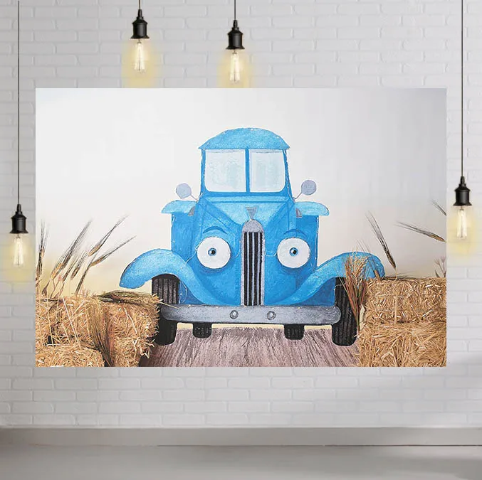 

Farm Photography Background Truck Rural Hay Bale Autumn Baby Shower Birthday Party Portrait Decor Backdrop Photo Studio