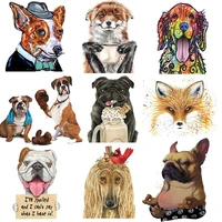multi dog portraits iron on heat transfer printing patches stickers for clothes t shirt diy appliques washable patches on cloth