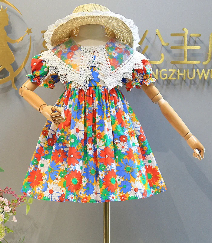 

Summer New Girls Dress Flower Girls Round Neck Lace Party Dress Backless Cute Casual Princess Dress Baby Clothing Girl 2-7Y