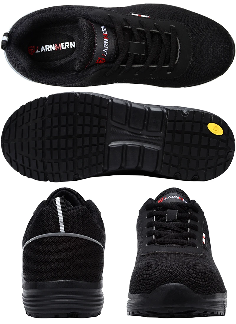 LARNMERN Women's Work Safety Shoes Steel Toe Lightweight Breathable Anti-Smashing Non-Slip Reflective Construction Sneaker