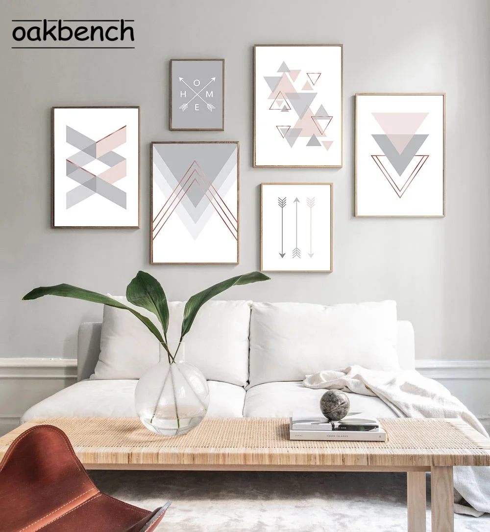 

Abstract Posters And Prints Pink Arrow Art Painting Geometric Canvas Poster Nordic Print Minimalist Wall Pictures For Home Decor