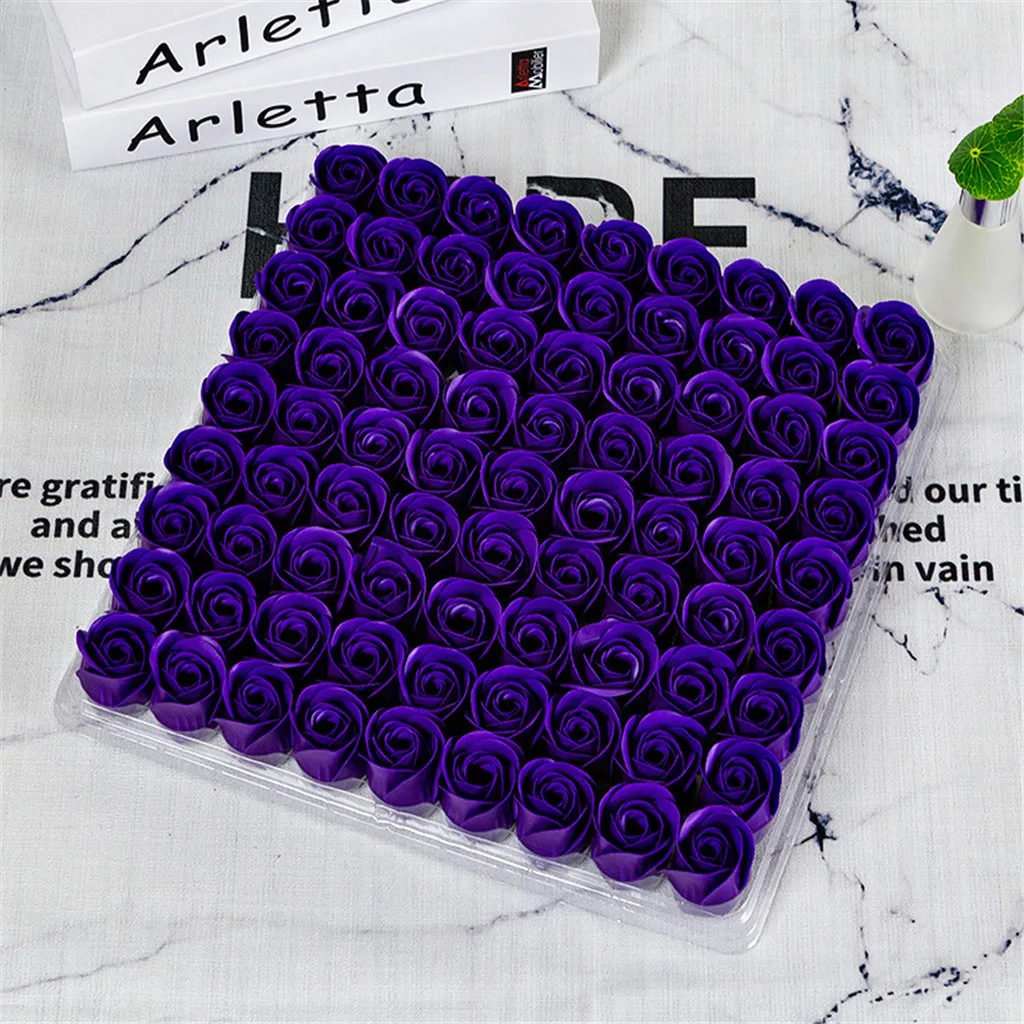

New 81pcs/1Box Wedding Decoration Rose Soap Flower Head Three-layer Without Base Simulation Rose Eternal Flower Rose