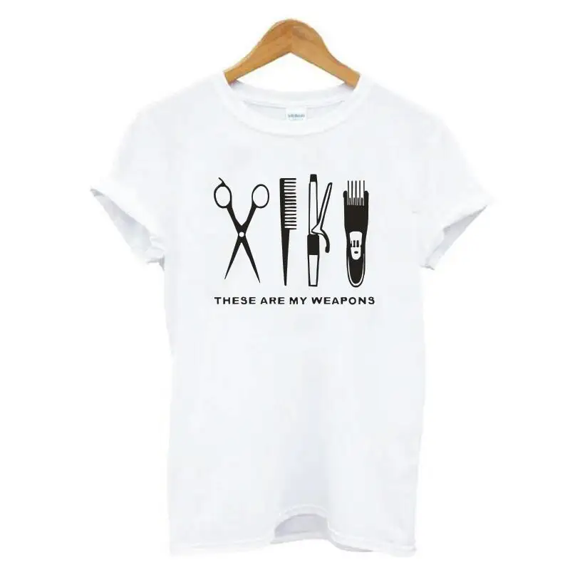 Women Tshirt Hipster Hairdresser Weapon Print Shirt Tee Femme Short Sleeve Scissors Funny Harajuku T Tops | Женская одежда