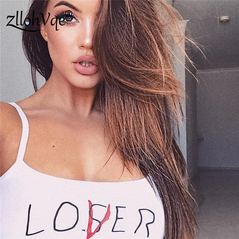 

Zllohvqe Crop Top Camis Letter Print Sleeveless Exposed Navel Tank Top Backless Women