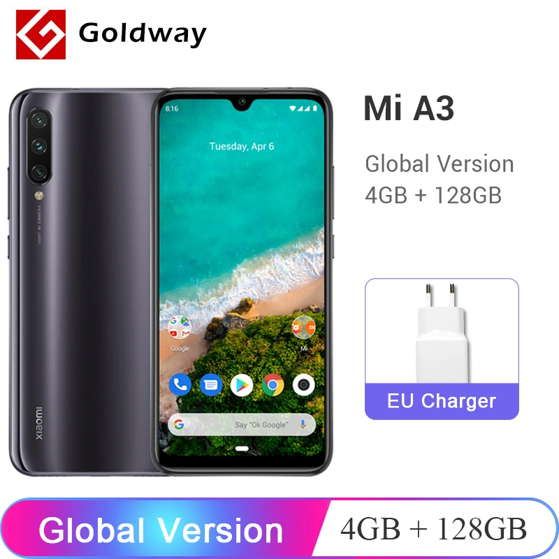 Глобальная версия Xiaomi mi A3 4 Гб 128 Смартфон Snapdragon 665 Восьмиядерный 6 088 &quotAMOLED экран 48