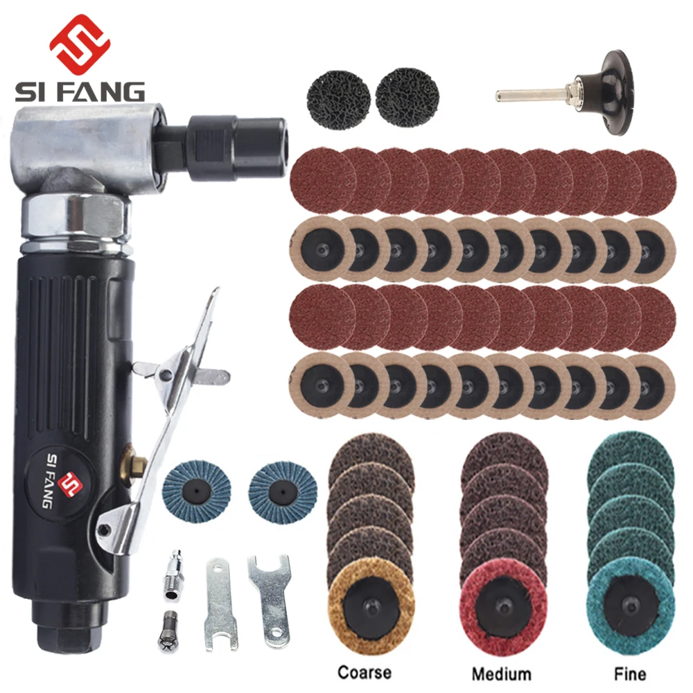 

1/4'' Air Angle Die Grinder 90 Degree Pneumatic Grinding Polisher Machine Mill Engraving Kits with 2inch Sanding Discs Tool Set