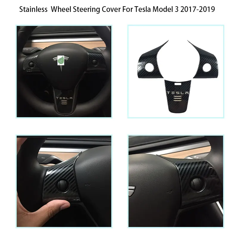 Чехол на руль колеса из нержавеющей стали для Tesla Model Y 3 отделка узором