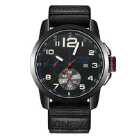 xinew men brand watches montre homme fashion nylon band big round alloy case date sports quartz vintage watch relogio masculino