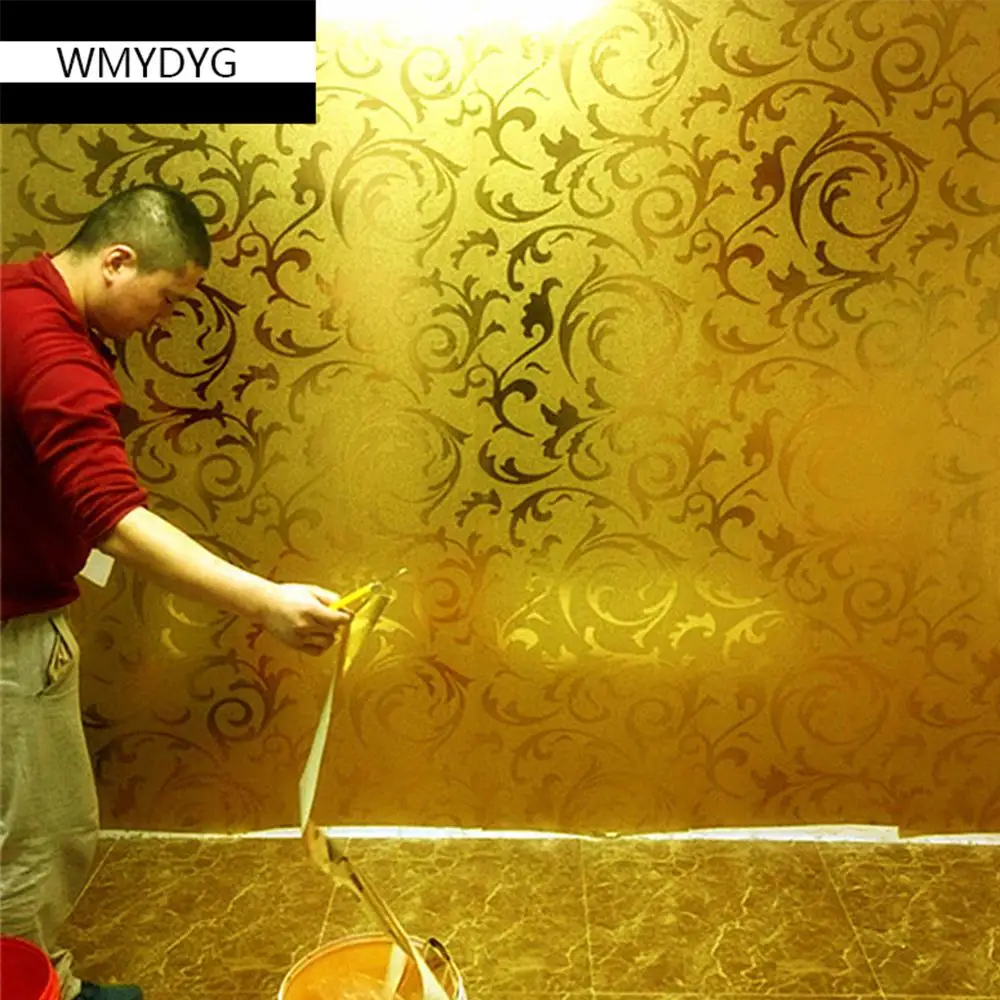 

Gold Foil Glitter Wallpaper Hotel KTV Bar Decorative Metallic Wall Paper Mural TV Background Decor Wallcovering Modern