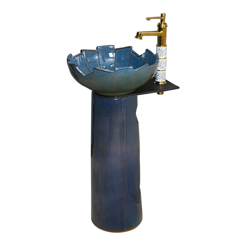 

Ceramic Column Type Washbasin Balcony Bathroom Pedestal Basin Inter-Platform Basin Floor Sink Household Wash Basin European