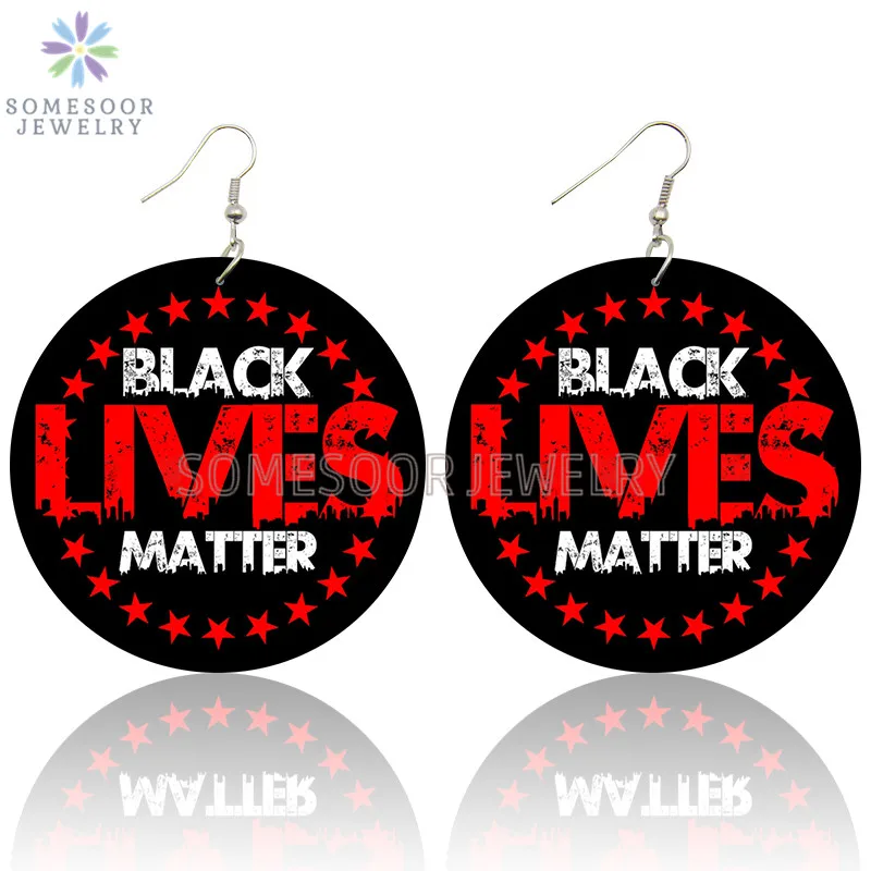 SOMESOOR черная живая материя головной убор печатные деревянные серьги капли