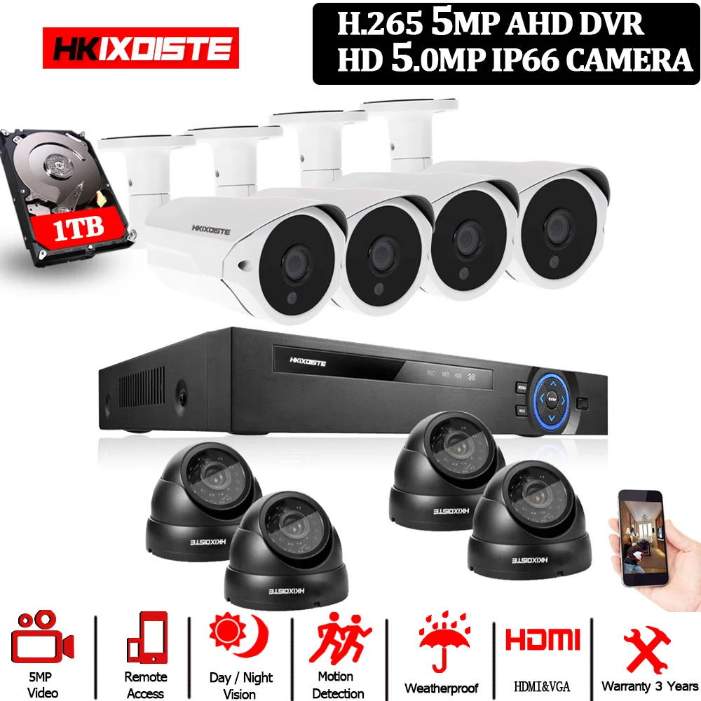 Full HD Real 5MP без задержки H.265 + видео наблюдение CCTV запись лица AHD DVR купольная пуля