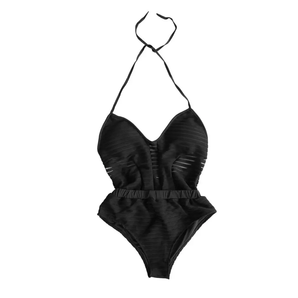

S-XL Women One Piece Swimsuit Female High Waist Sexy Bikini Monokini Swimwear Bandage Hollow Out Halter Beachwear Lady