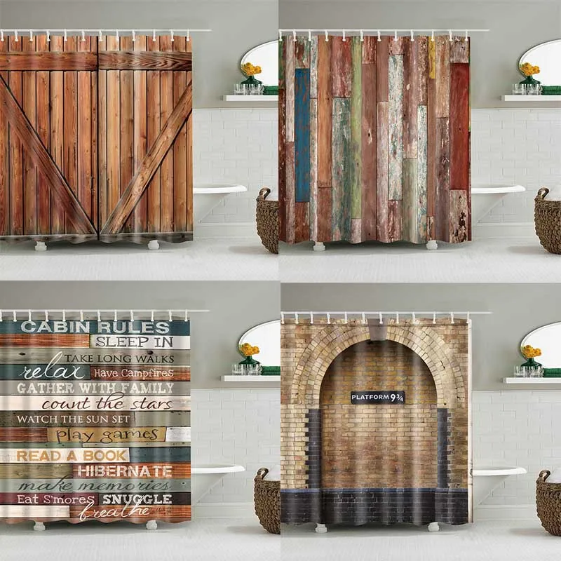 

Wall Hanging Bath Screens Geometric Shower Curtain Bathroom Waterproof Bath Screens Christmas Decor Multi-size Shower Curtain