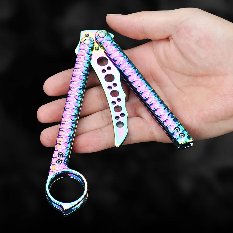 

(No Blade) Beginner Folding Butterfly Knife with Attacking Tail Stainless Steel Butterfly Practice Knife Throwing Training Knife