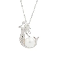 han edition of the new accessories s925 pure silver necklace fashion diy empty fitting contracted pearl pendant female