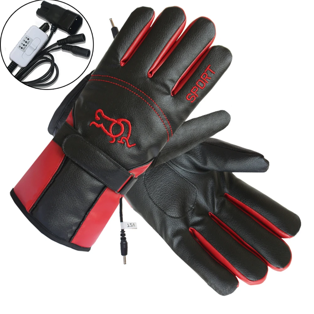 Electric 48V-72V RD HEROBIKER зимние Мотоциклетные Перчатки Guantes Moto с сенсорным экраном на батарейках, мотоциклетные гоночные водонепроницаемые перчатки с подогревом - Color: Electric 48V-72V RD