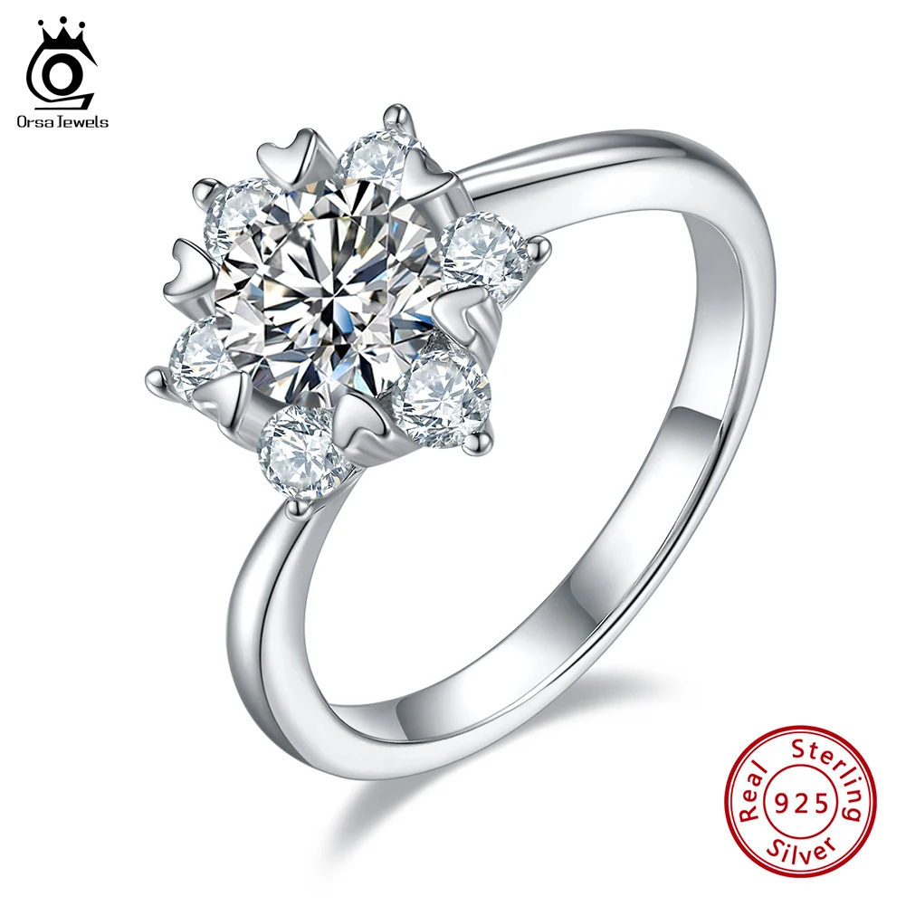ORSA JEWELS 1 0 карат круглое ограненное моиссанитовое кольцо невесты цветочный дизайн