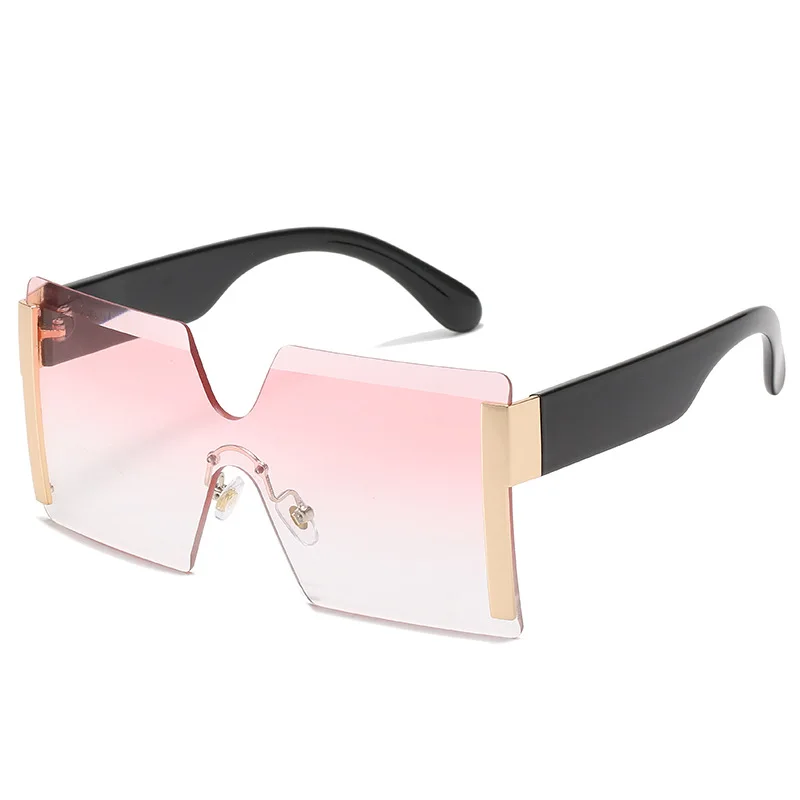 

2021 Fashion Oversized Square Sunglasses Retro Gradient Big Frame Sun Glasses For Women One Piece Gafas Shade Mirror Clear Lens