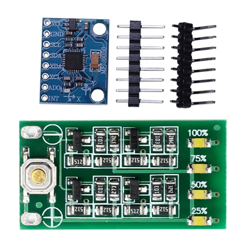 

1 Pcs GY-521 MPU-6050 Accelerometer Module & 1 Pcs 3S 11.1V 12V 12.6V Lithium Battery Capacity Indicator Module