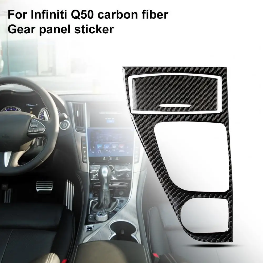 

80% Hot Sales!! Gearshift Panel Sticker Smooth Self-adhesive Carbon Fiber Car Interior Gearshift Frame Sticker for Infiniti Q50