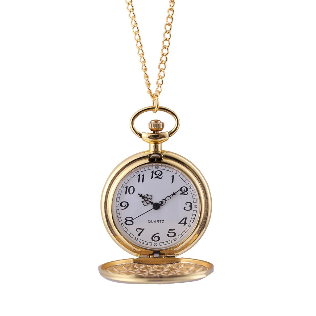 Карманные часы из нержавеющей стали классические большие модные золотистые