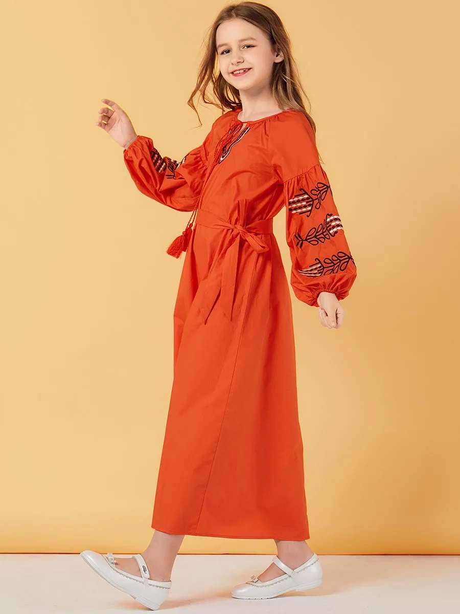 Женское зимнее платье с длинным рукавом и вышивкой|Женские платья| |