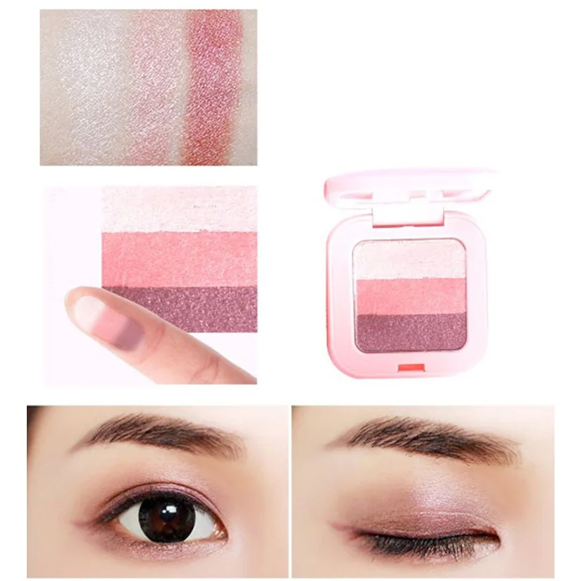 Три цвета выпечки тени для век длительный водонепроницаемый матовый блеск Тени
