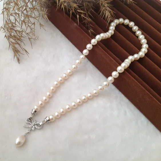 

natural 8-9mm freshwater pearl necklace pendant pearl necklace 18INCH