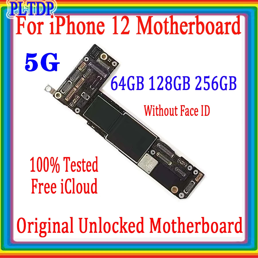 With/No Face ID For iphone 12 Motherboard 64gb 128gb 256gb 100% Original Unlocked Free icloud Logic board Support OS update &amp 5G |