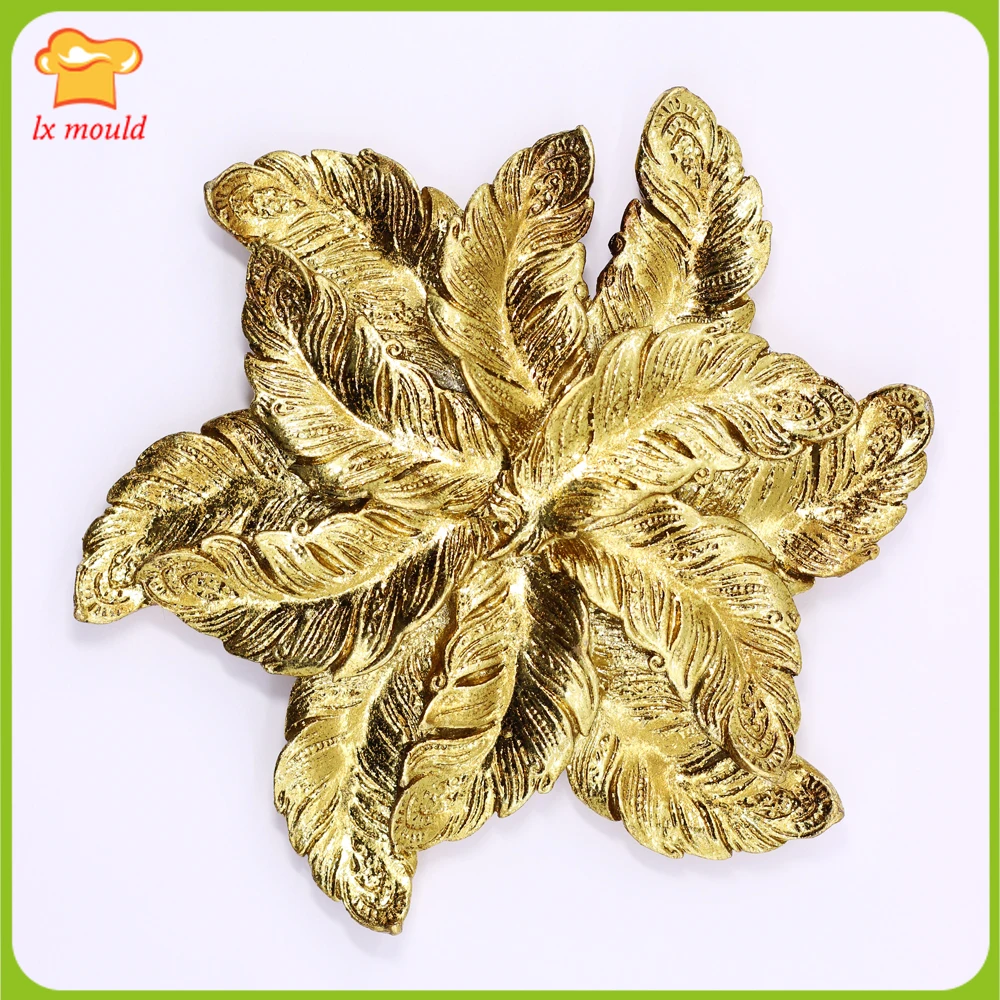 

2021 New European Retro Feather Flower Silicone Mold Leaf Shape Soap Candle Fragrance Home Tools