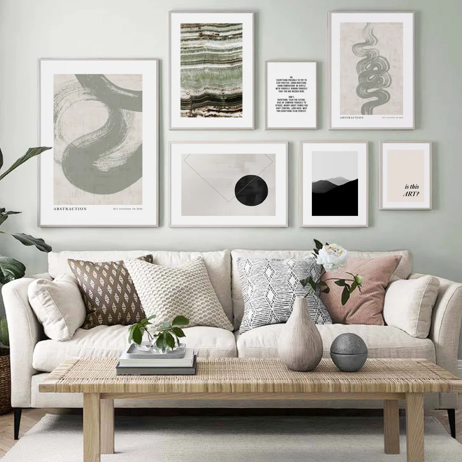 Горы абстрактные линии геометрические мраморные цитаты настенное искусство