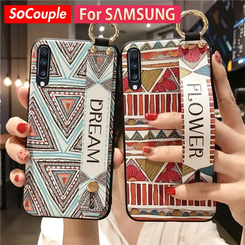 SoCouple ремешок чехол для samsung Galaxy A70 A60 A50 A40 A30 A20 A10 Мягкая силиконовая ручная полоса держатель телефона чехол Крышка