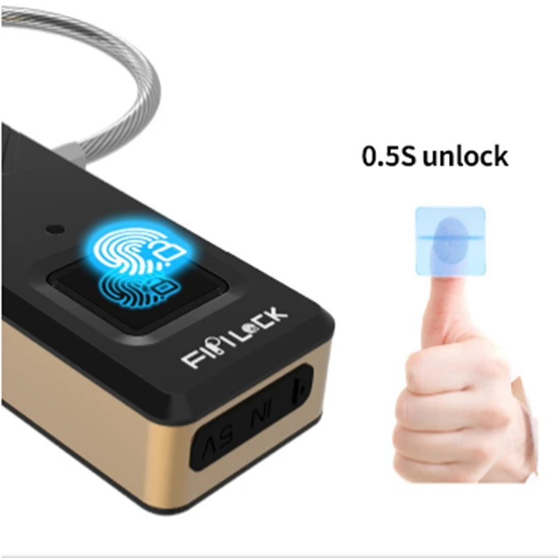 

Fipilock Rechargeable Smart Lock Keyless Fingerprint Lock IP65 Waterproof Anti-Theft Security Padlock Door Luggage Case Lock
