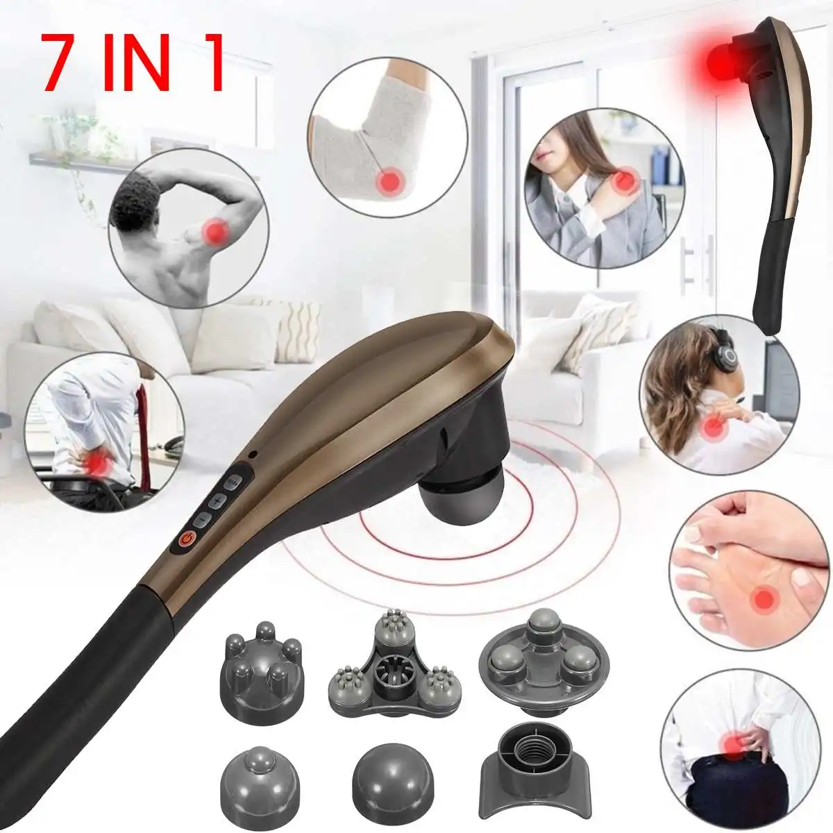 7 в 1 массажная палочка Многофункциональный беспроводной перкуссионный массаж