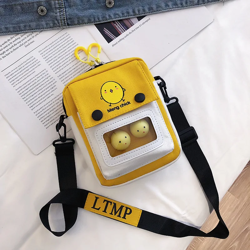 

Cartoon Lovely Canvas Bag Women's Bag 2021 Girl's One Shoulder Messenger Bag Purses and Handbags Luxury Designer Cute Side Bag