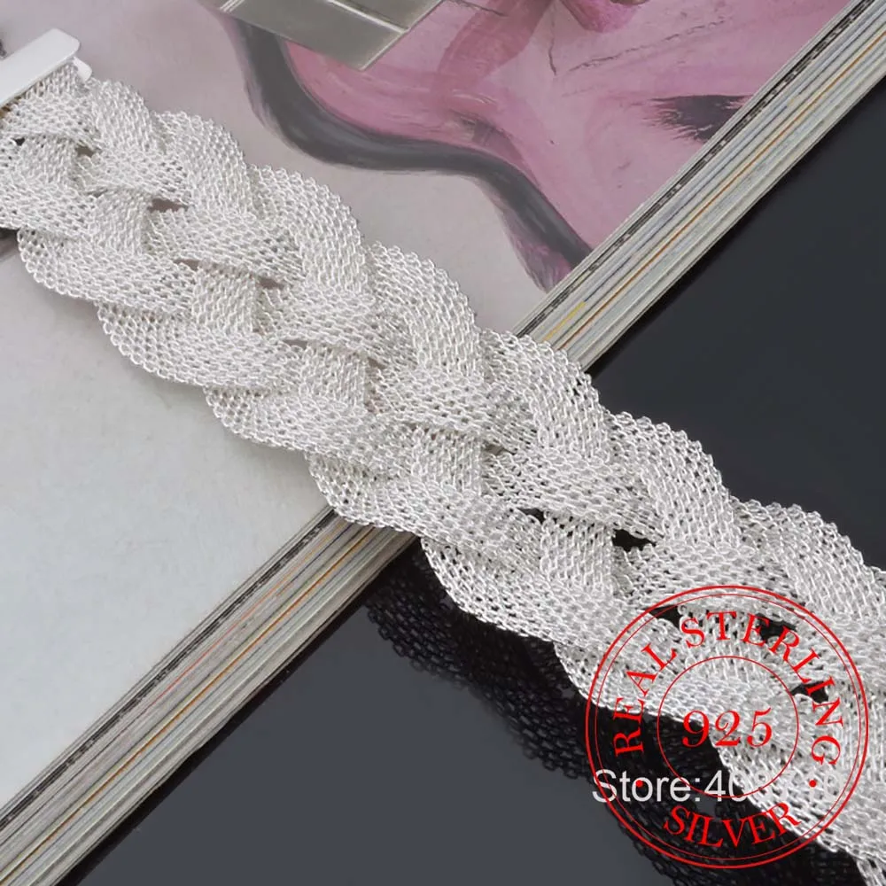 Новинка 21 см Сетка крест Браслеты 2 5 большой Ширина твист браслеты ювелирные