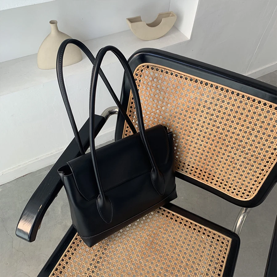 

Vintage Women Underarm Bag 2021 Trendy Large Capacity Shoulder Bag Soild Color Pu Leather Handbags Bolsa De Hombro