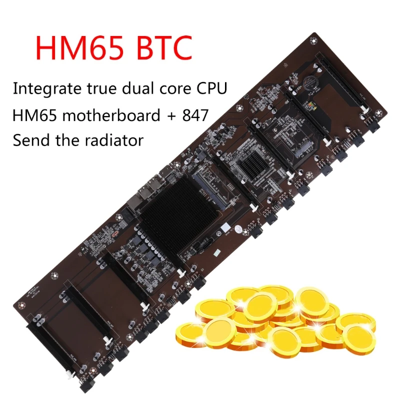 Материнская плата HM65 для майнинга 8 pcie X16 PCI-E 16X поддержка графических карт GPU