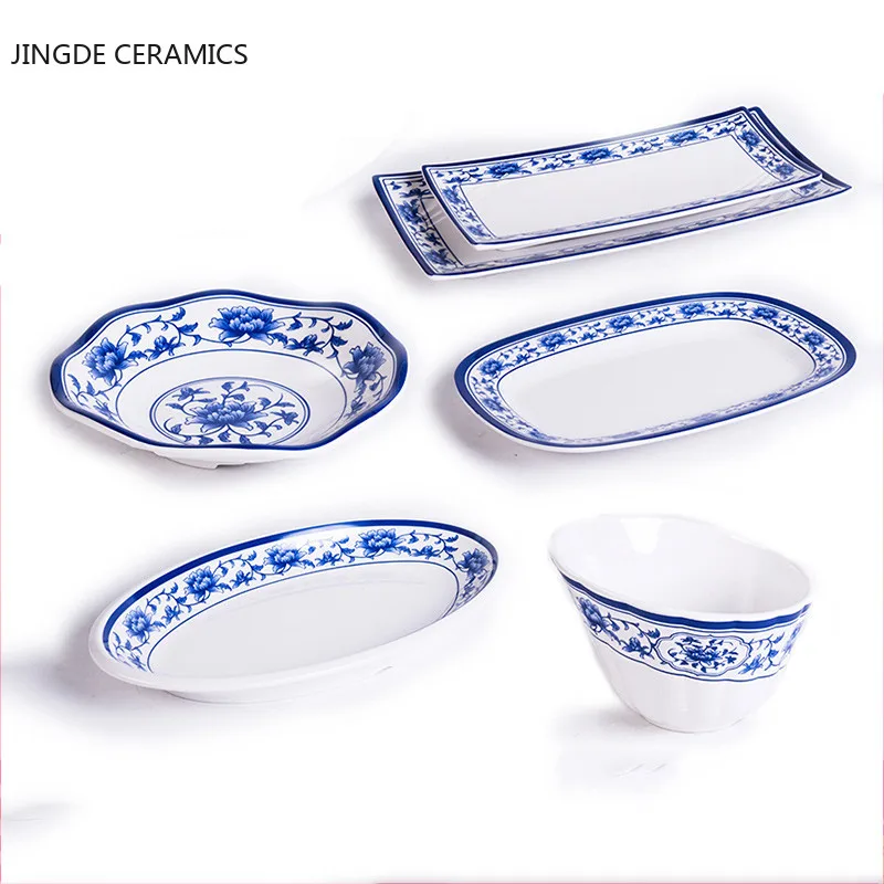 Синий и Белый Фарфор Имитация Керамика цветок Western ОСТРЫЙ САЛАТ десерт торт суши