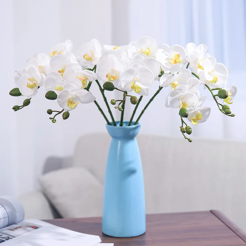 

Artificial Silk White Orchid Flowers High Quality Butterfly Moth Phalaenopsis Fake Flower for Wedding Home Festival Decoration