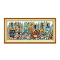 clear stock wine cross stitch kit aida 14ct 11ct count printed canvas stitches embroidery diy handmade needlework